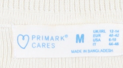 Primark Women Ivory Mock Neck Short Sleeve Pullover Jumper M