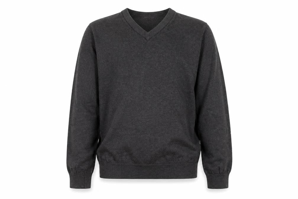 Marks & Spencer Boys Charcoal V-Neck Cotton Jumper 11-12 Years