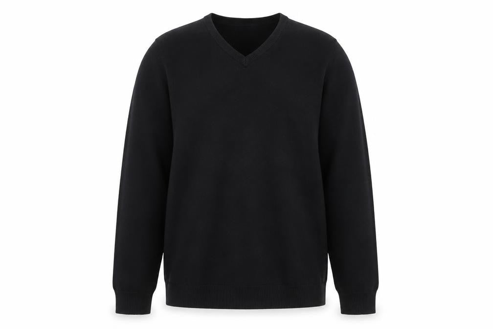Marks & Spencer Boys Black V-Neck Cotton Jumper 17-18 Years Classic Fit