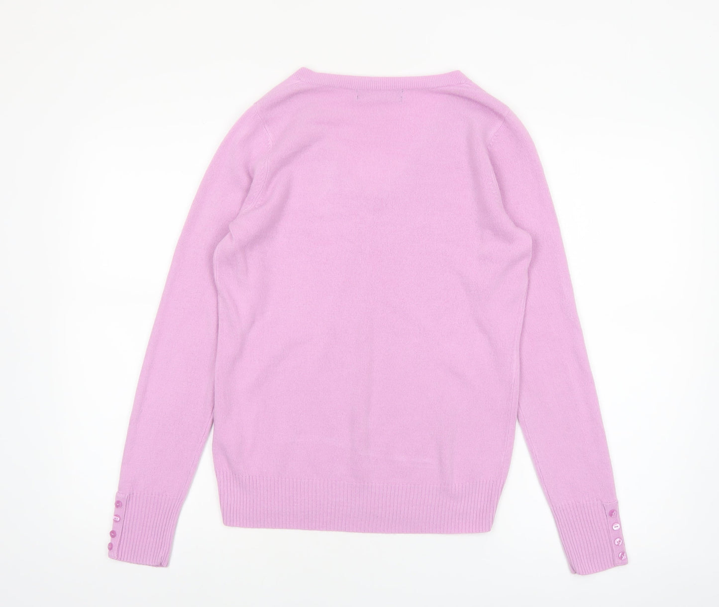 Marks and Spencer Womens Purple V-Neck Acrylic Jumper Size 8