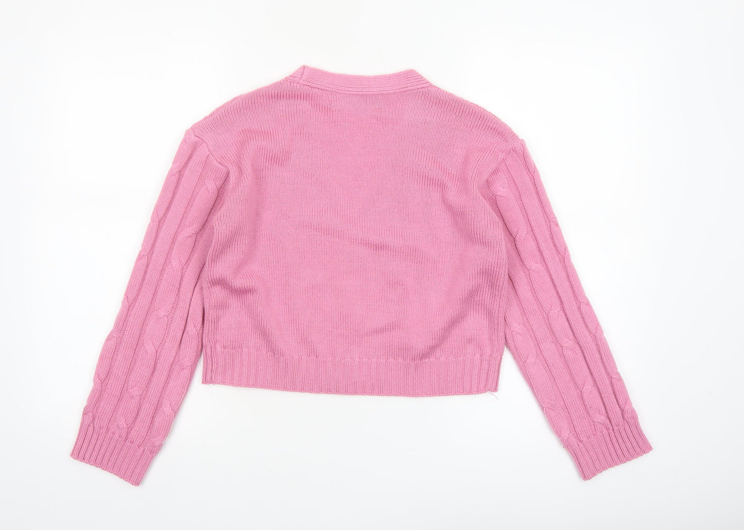 Primark Women Pink Cable-Knit Button Cardigan XS Acrylic