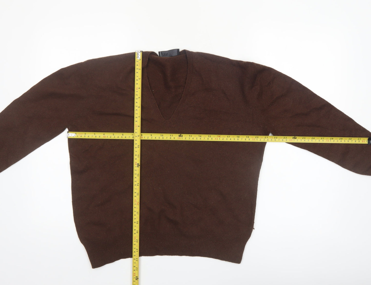 Zara Women Brown Wool Blend V-Neck Jumper Size L