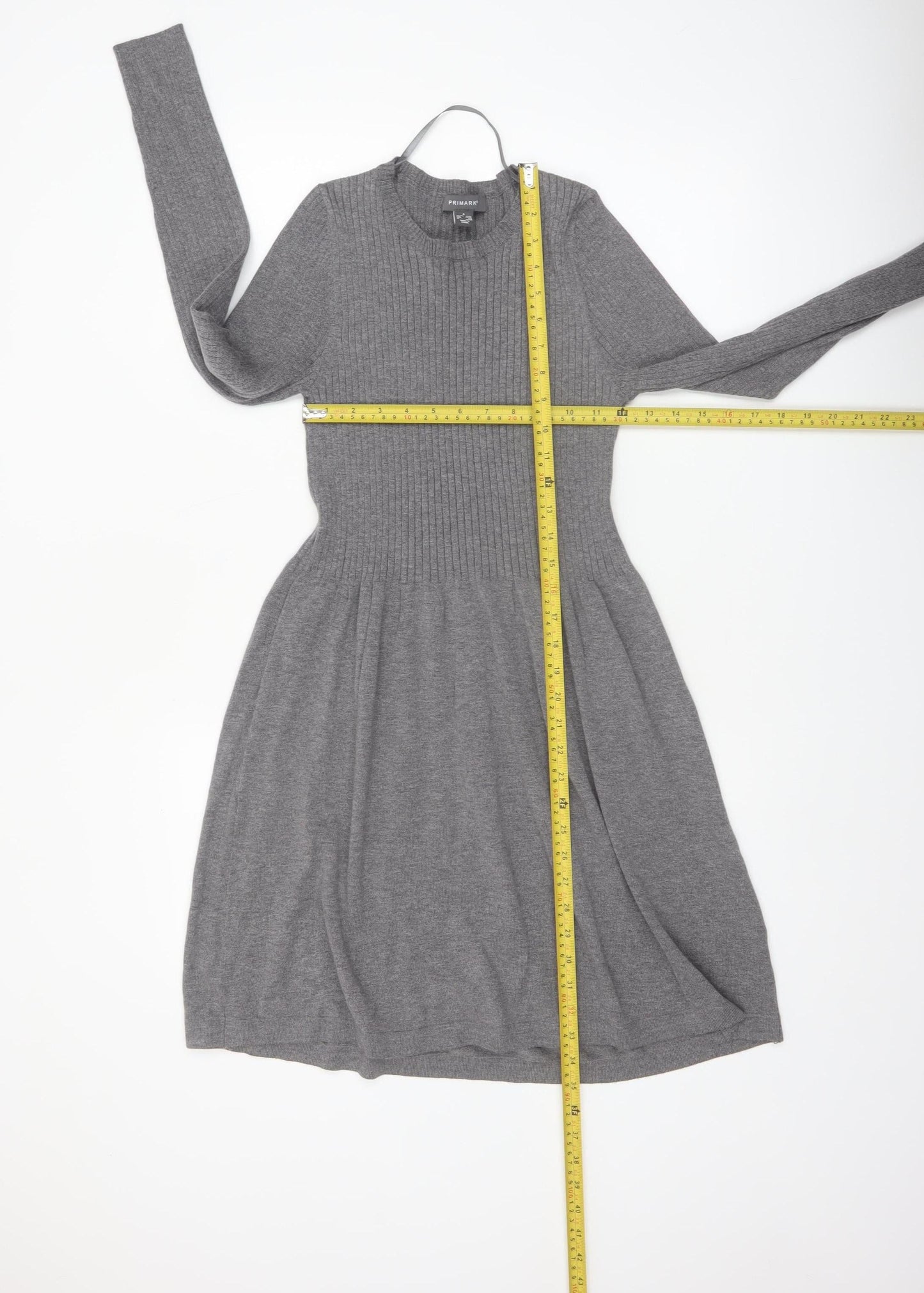 Primark Women Grey Ribbed Knit Jumper Dress Size 10-12