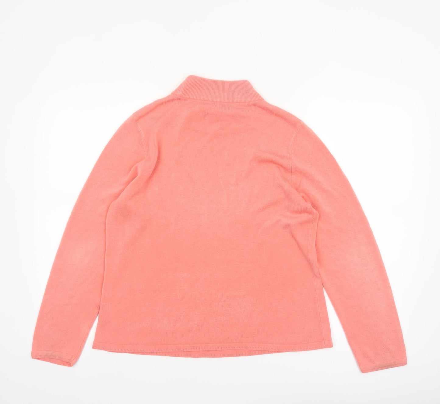 Bonmarché Women's Coral Pink Acrylic Roll Neck Jumper Size M