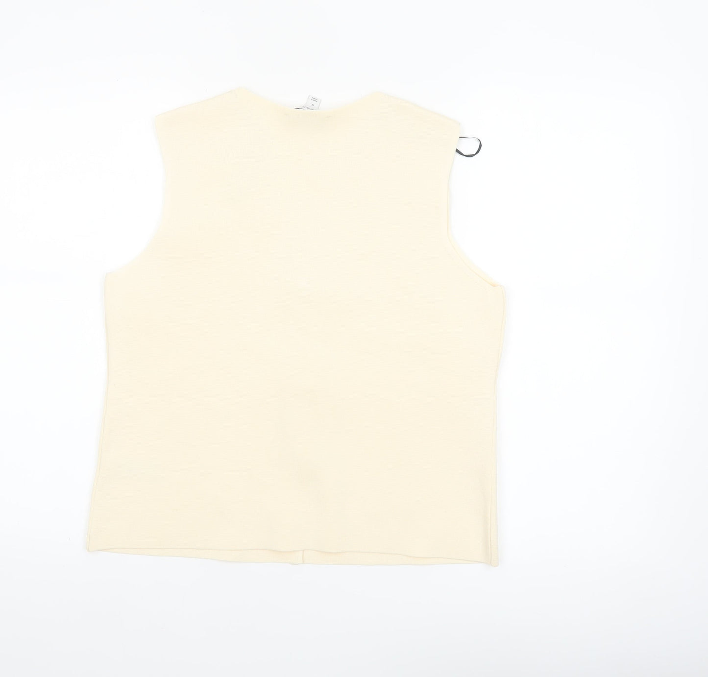 Marks and Spencer Women's Beige Sleeveless Knit Button Blouse Size M