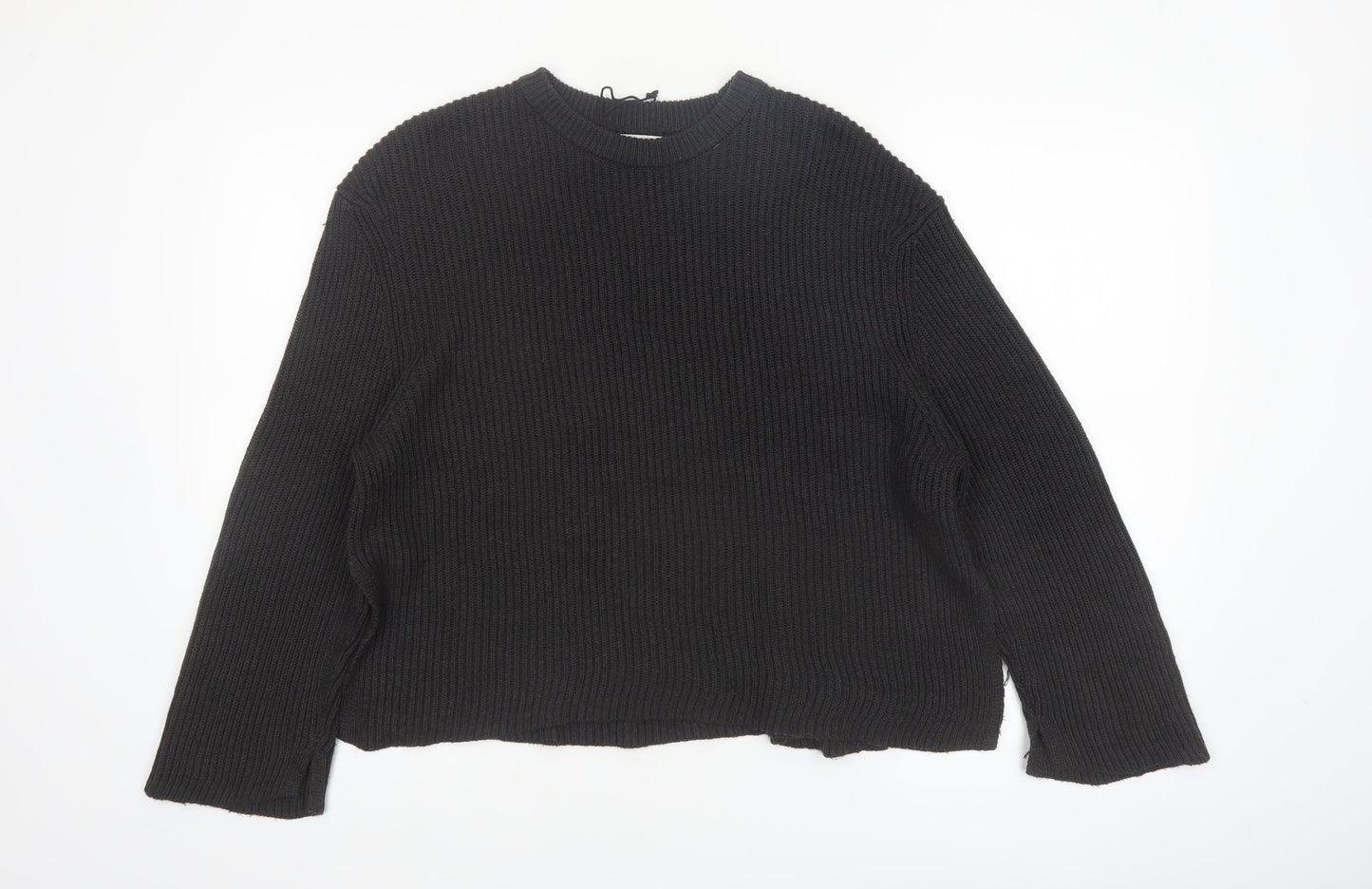 Pull&Bear Women’s Black Chunky Knit Pullover Jumper Size S