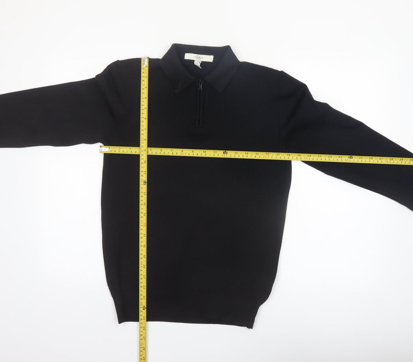 River Island Men’s Black Collared Half Zip Jumper Size M