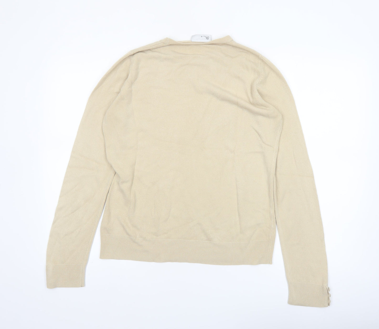 BH Women Beige Size 14 Crew Neck Long Sleeve Pullover Jumper