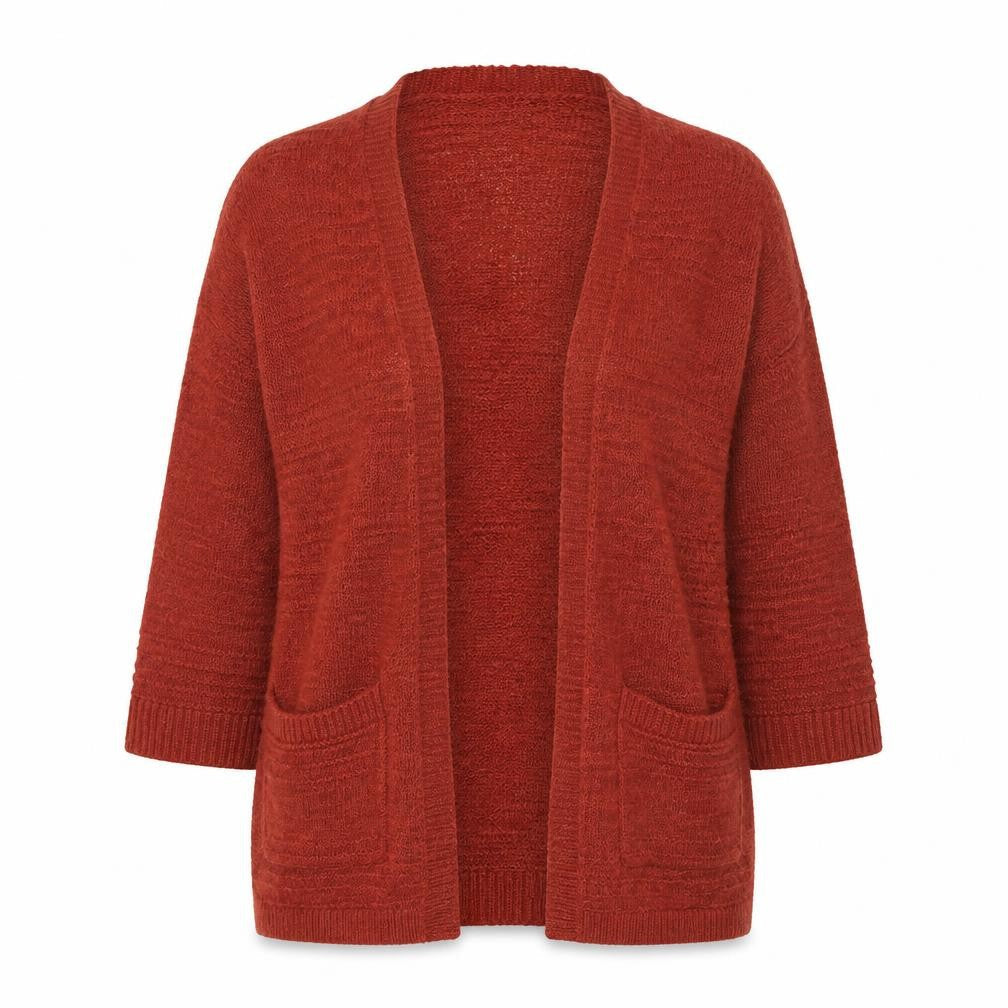 Old Navy Women Red Knit Open Cardigan XS Relaxed 3/4 Sleeve