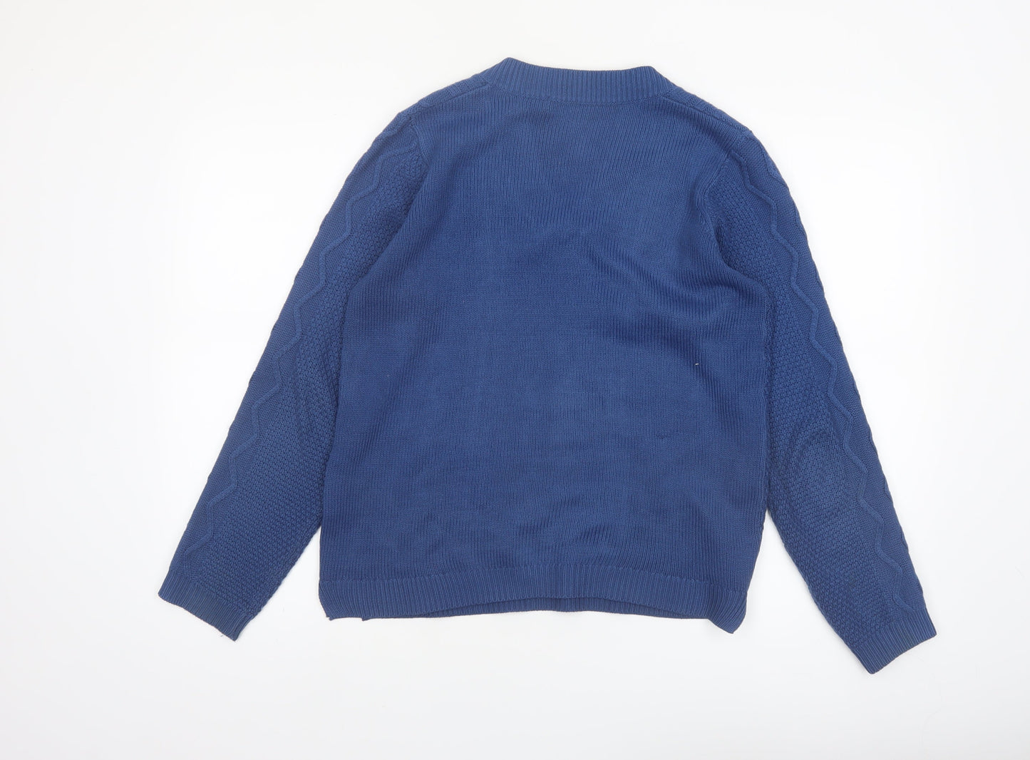 ISLE Essentials Women's Blue Cable-Knit V-Neck Jumper Size S 10-12