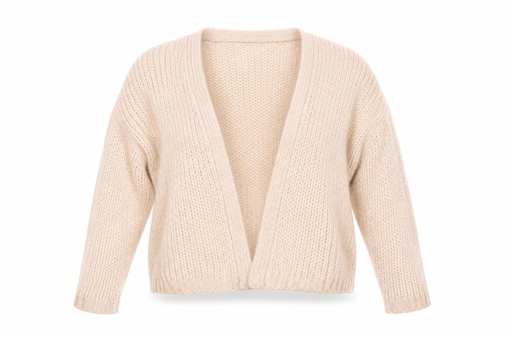 FatFace Women Beige Chunky Knit Cardigan M Acrylic Wool Alpaca