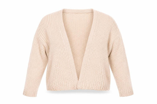 FatFace Women Beige Chunky Knit Cardigan M Acrylic Wool Alpaca
