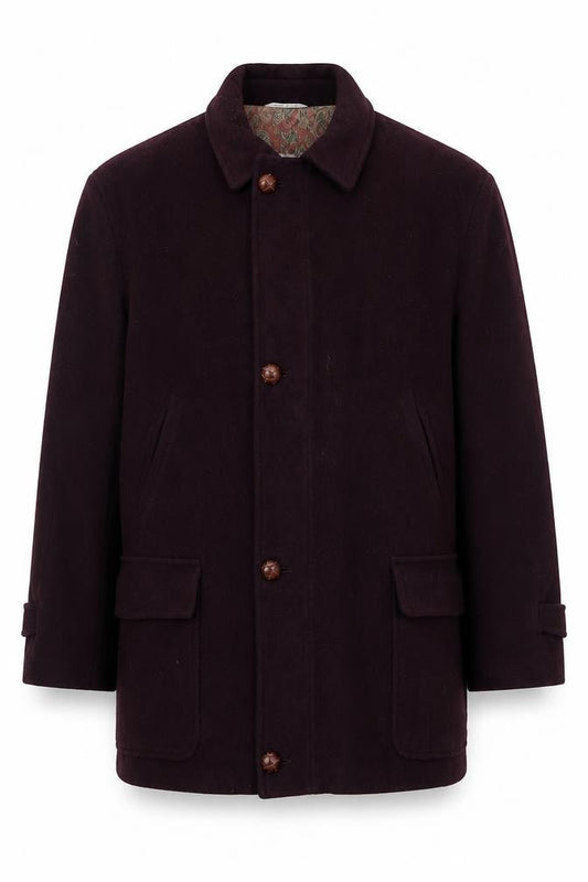 Franco Ancona Men's Brown Wool Overcoat Size 50 Classic Smart