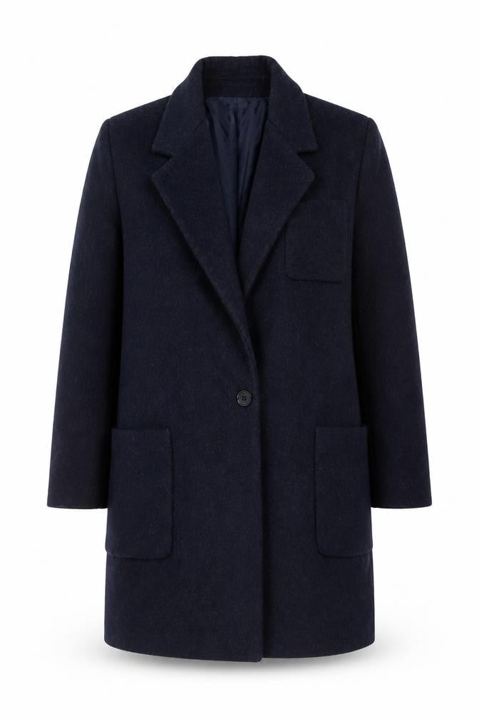 Kristen Blake Women's Blue Wool Mid-Length Overcoat Size 12