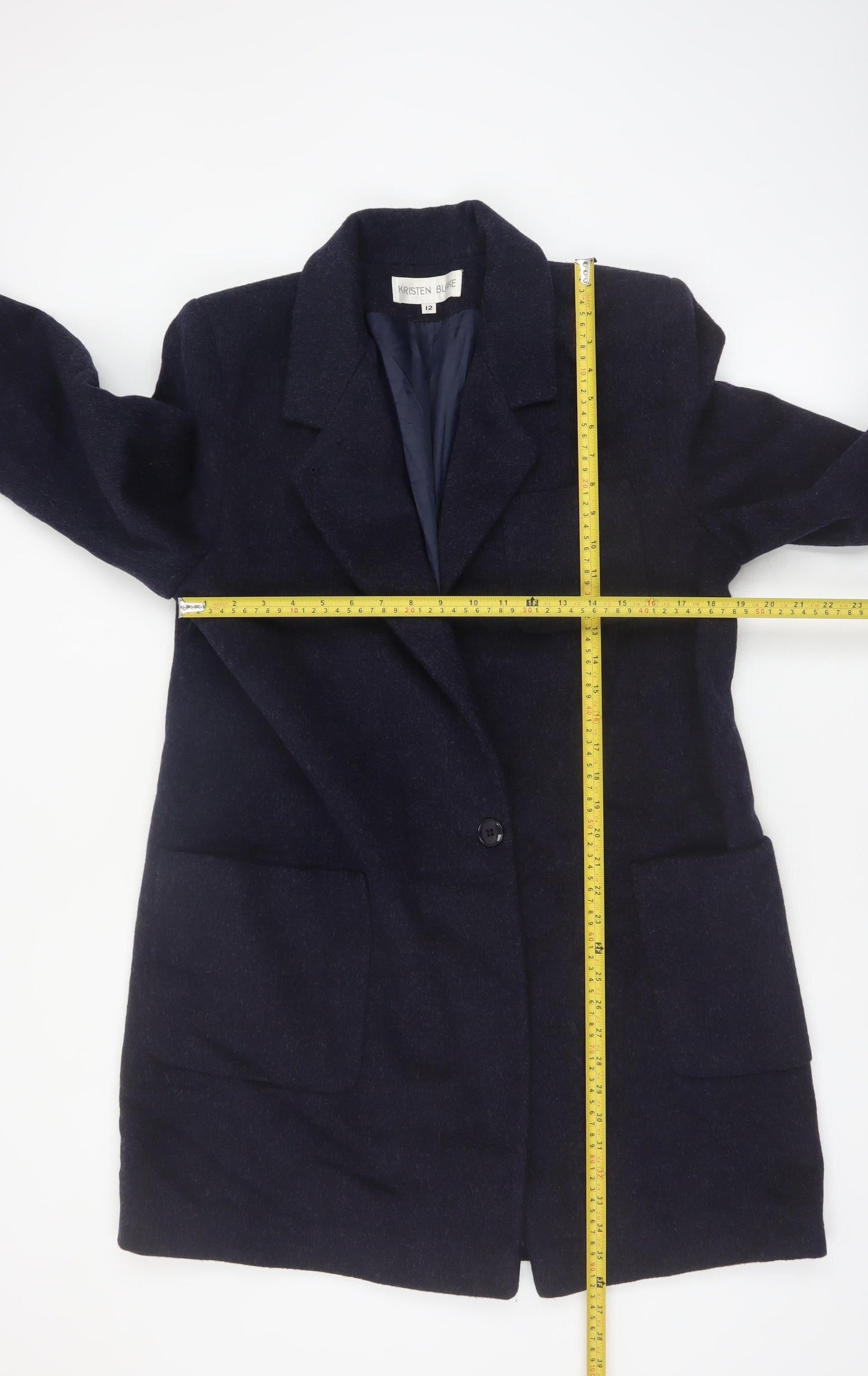 Kristen Blake Women's Blue Wool Mid-Length Overcoat Size 12