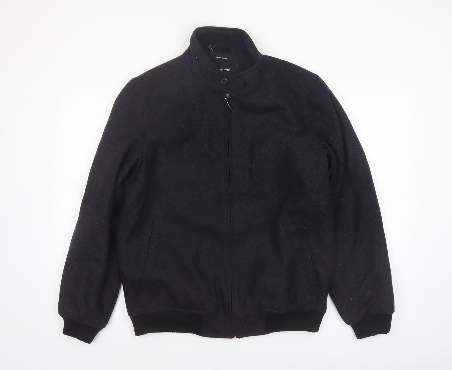 Claiborne Men's Black Wool Blend Bomber Jacket Size S