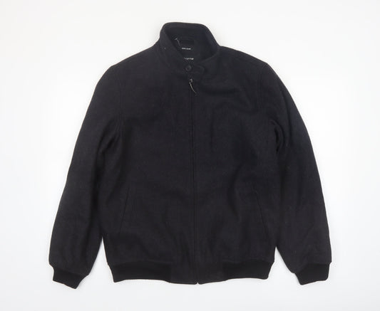 Claiborne Men's Black Wool Blend Bomber Jacket Size S