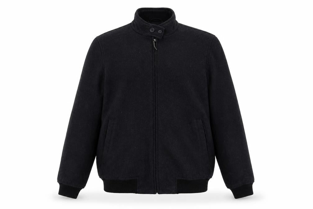 Claiborne Men's Black Wool Blend Bomber Jacket Size S