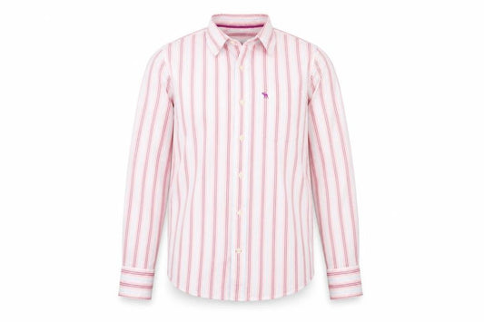 Abercrombie & Fitch Men’s Pink Striped Long Sleeve Cotton Shirt L