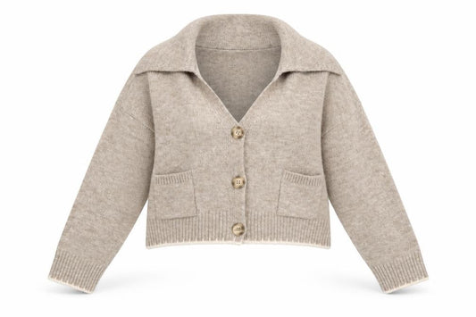 River Island Women Beige Collared Cardigan XS Acrylic Blend