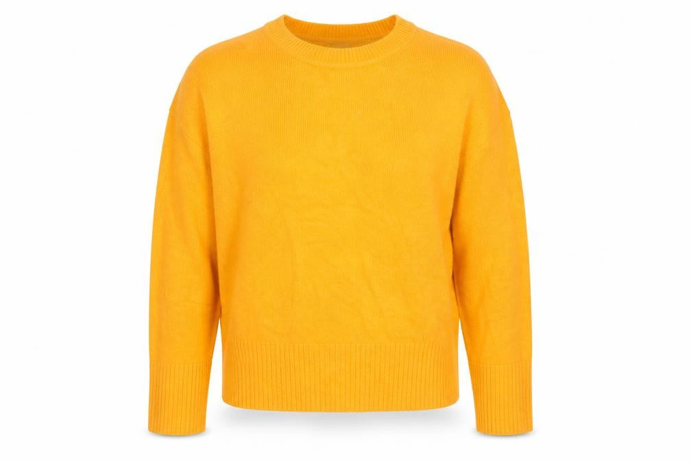 Zara Women's Yellow Crew Neck Knit Jumper Size S