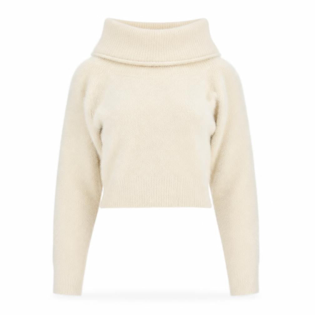Bershka Women Ivory Cowl Neck Knit Long Sleeve Pullover Jumper M