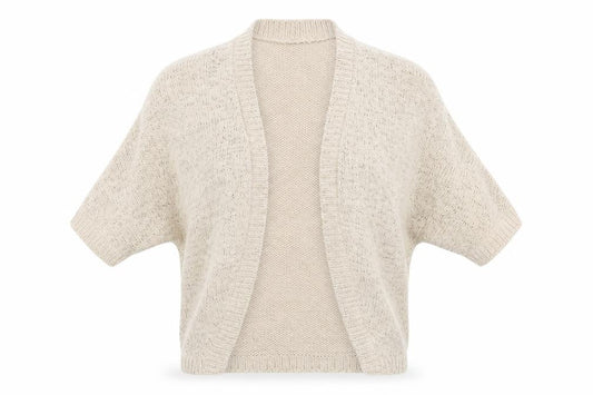 Spirit at M&Co Women Beige Knit Short Sleeve Open Cardigan Size 12