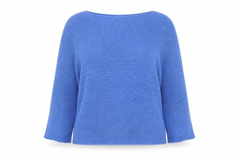 Carina Ricci Women's Blue Knit Boat Neck Pullover Jumper Size M
