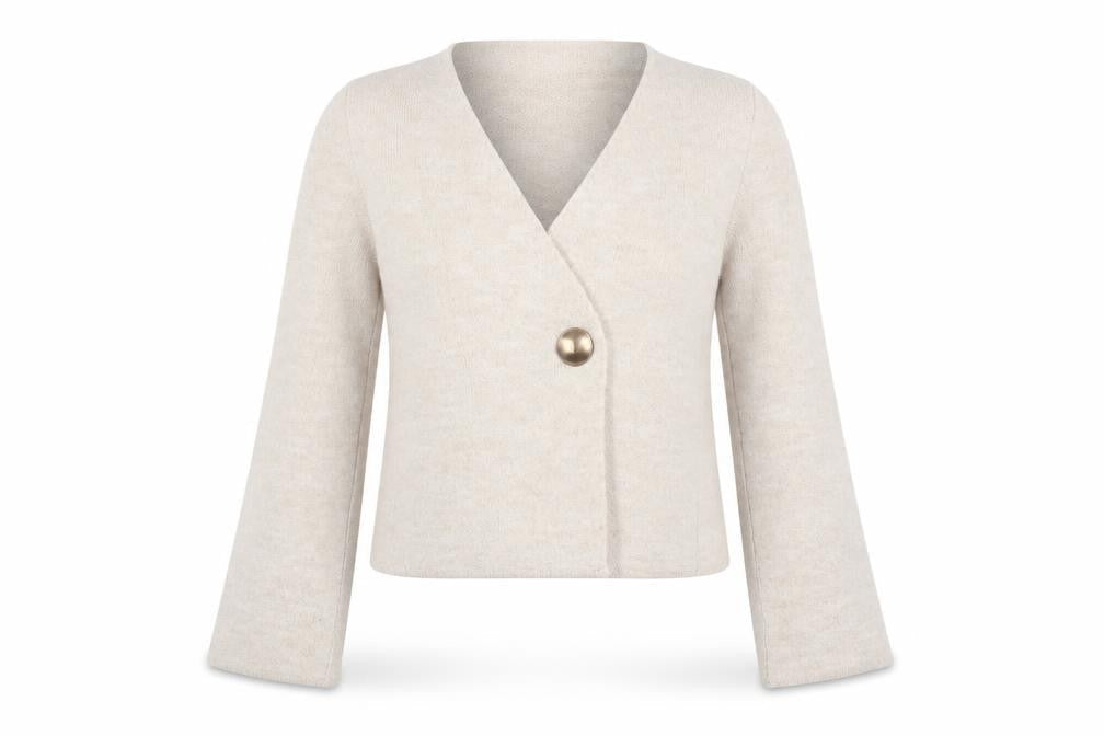 River Island Women Beige V-Neck Cardigan XS Relaxed Fit