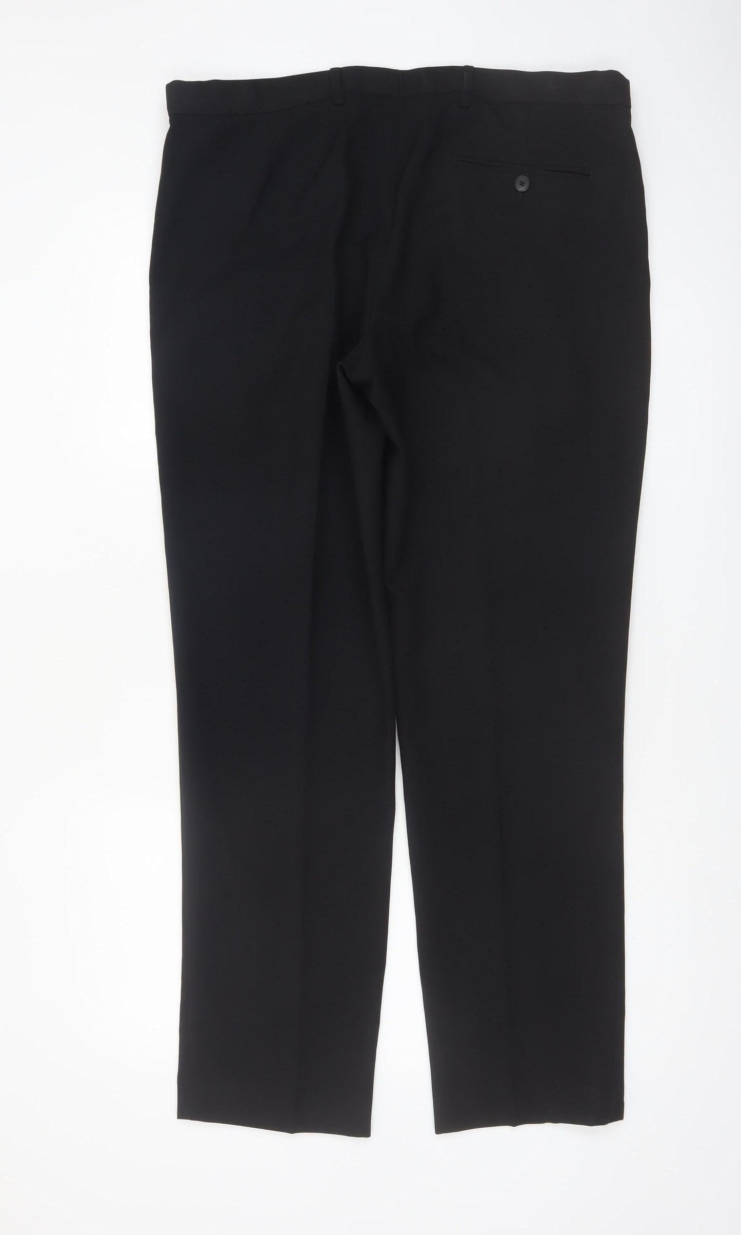 Marks and Spencer Men’s Black Regular Fit Dress Trousers 36W 31L Polyester