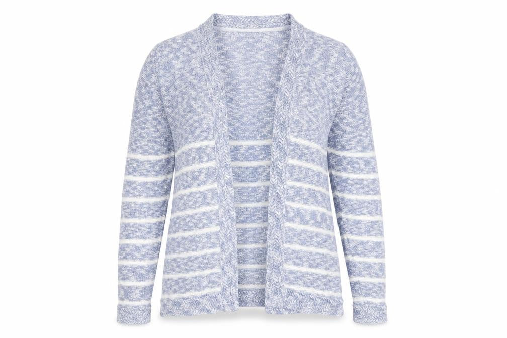Marks & Spencer Per Una Women’s Blue Striped Open Knit Cardigan Size 14