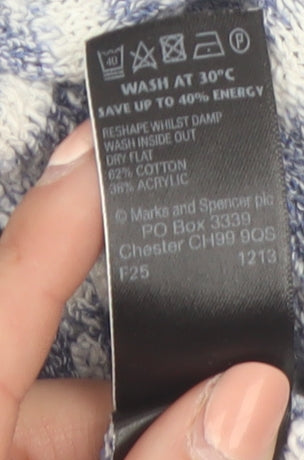 Marks and Spencer Per Una Women’s Blue Striped Open Knit Cardigan Size 14