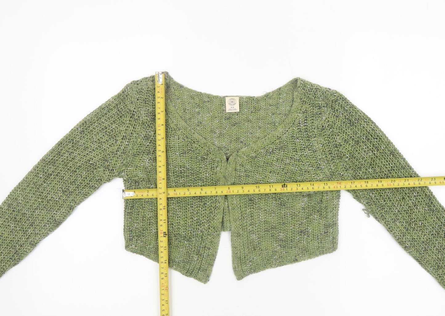 Urban Outfitters Women Green Open-Knit V-Neck Cardigan M