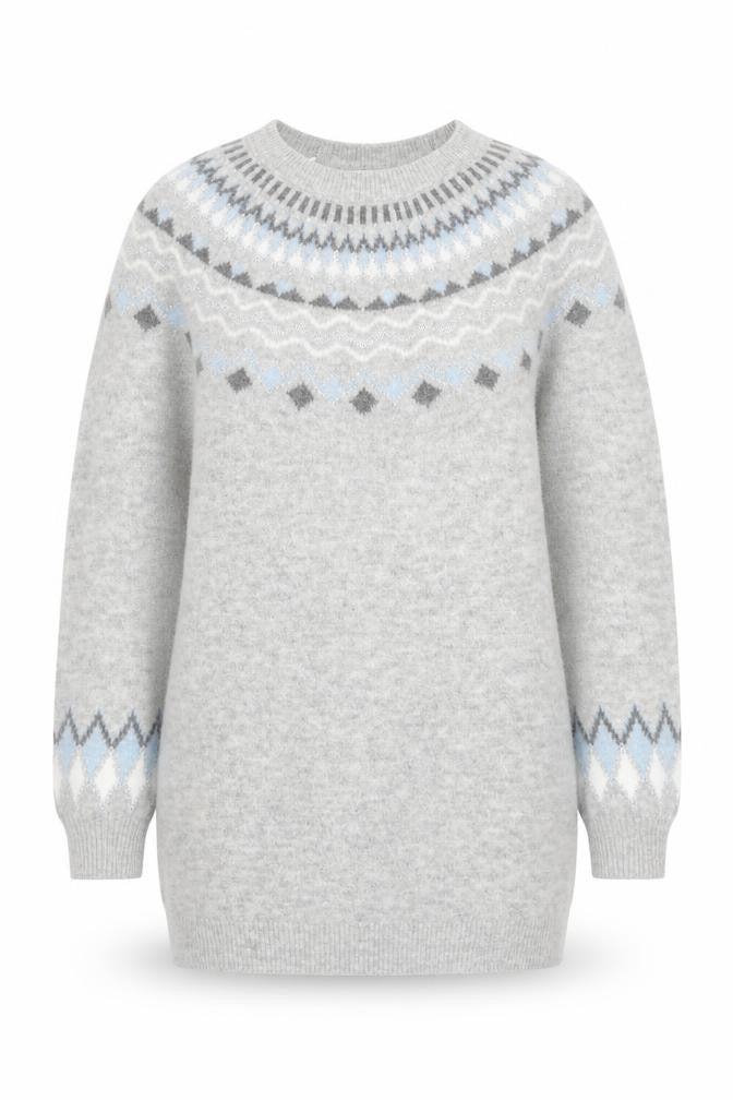 Papaya Women’s Grey Fair Isle Knit Pullover Jumper Size M