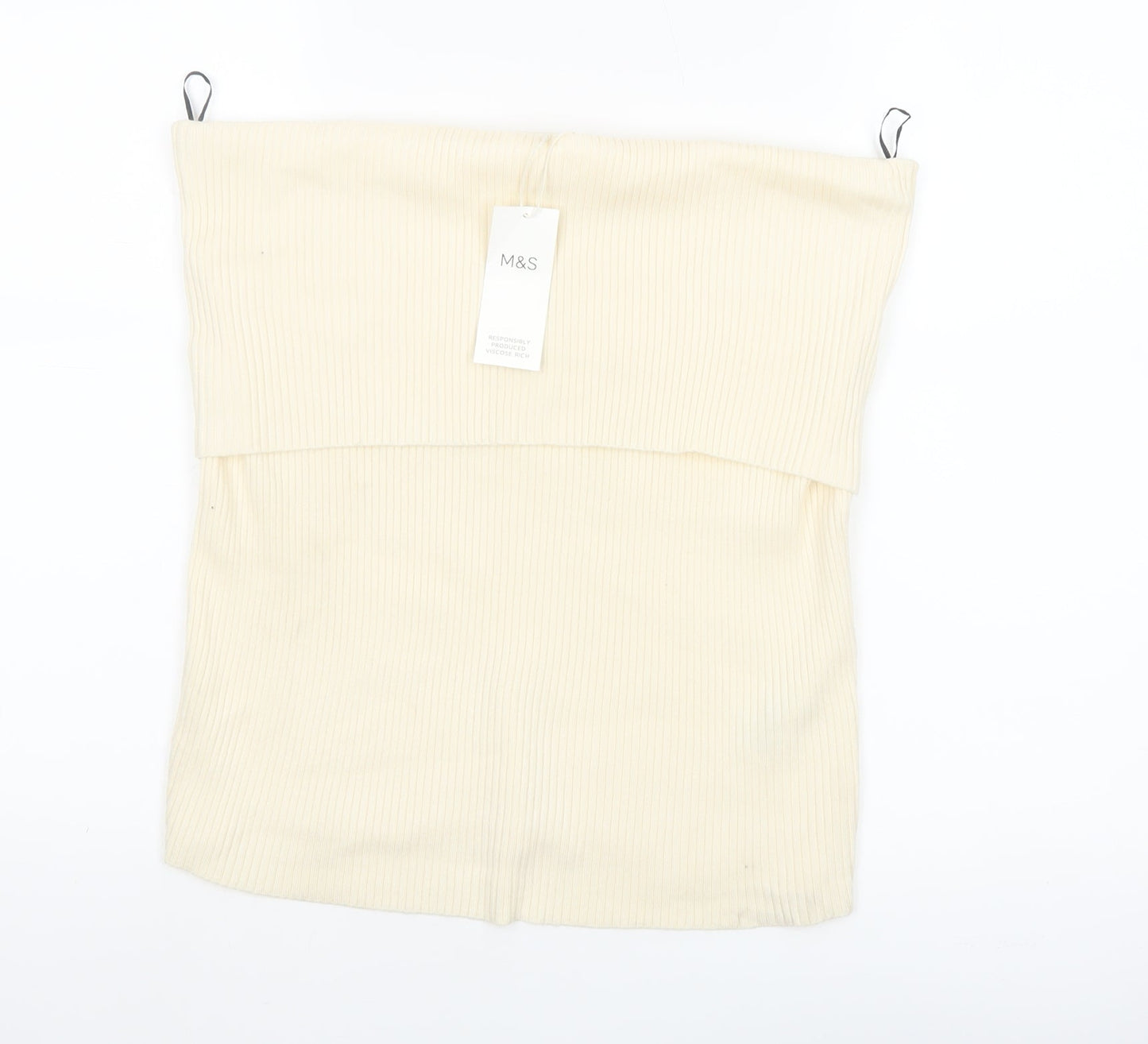 Marks and Spencer Women’s Ivory Ribbed Strapless Knit Tank Top Size 22