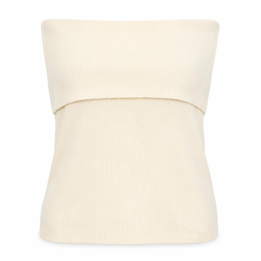 Marks & Spencer Women’s Ivory Ribbed Strapless Knit Tank Top Size 22