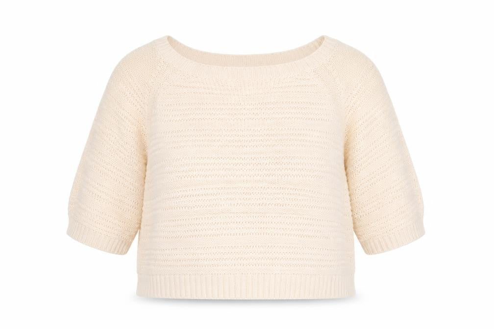 Lottie Loves Womens Beige Open-Knit Short Sleeve Jumper Size 16