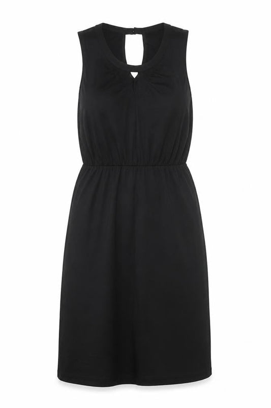 Oasis Women Black Sleeveless Shift Dress M Keyhole Neck Classic