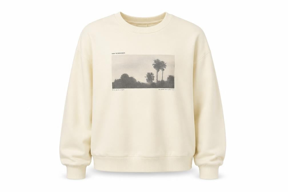 Pull&Bear Women Beige Graphic Print Pullover Sweatshirt Size S