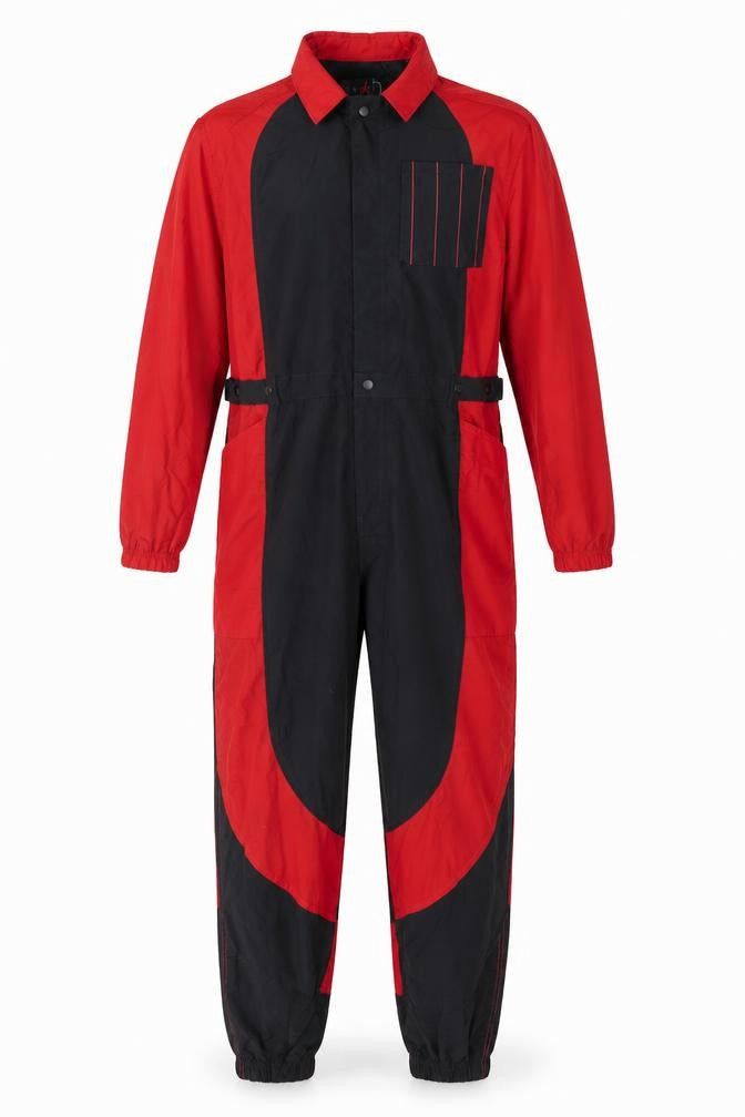 Front view of Jordan men’s black red xl 90s colourblock track pants