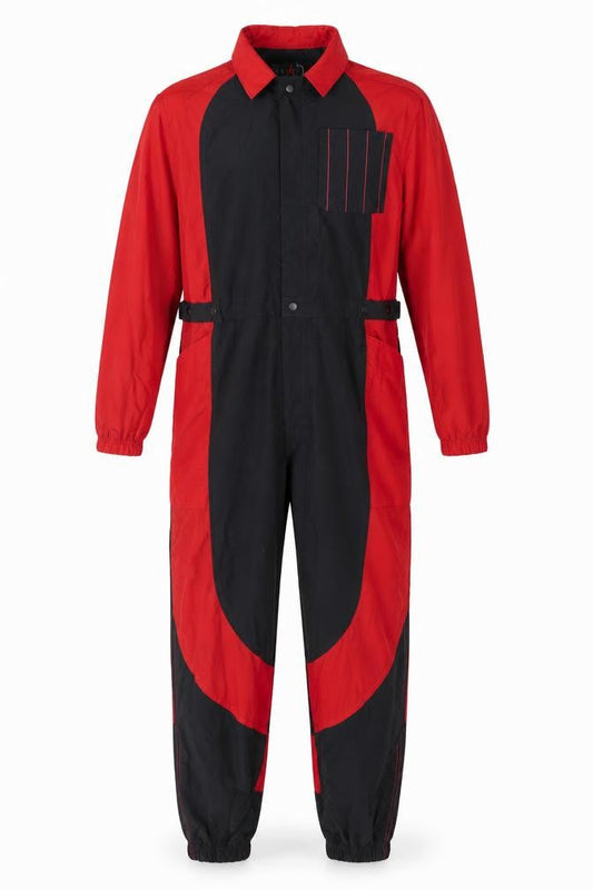 Front view of Jordan men’s black red xl 90s colourblock track pants
