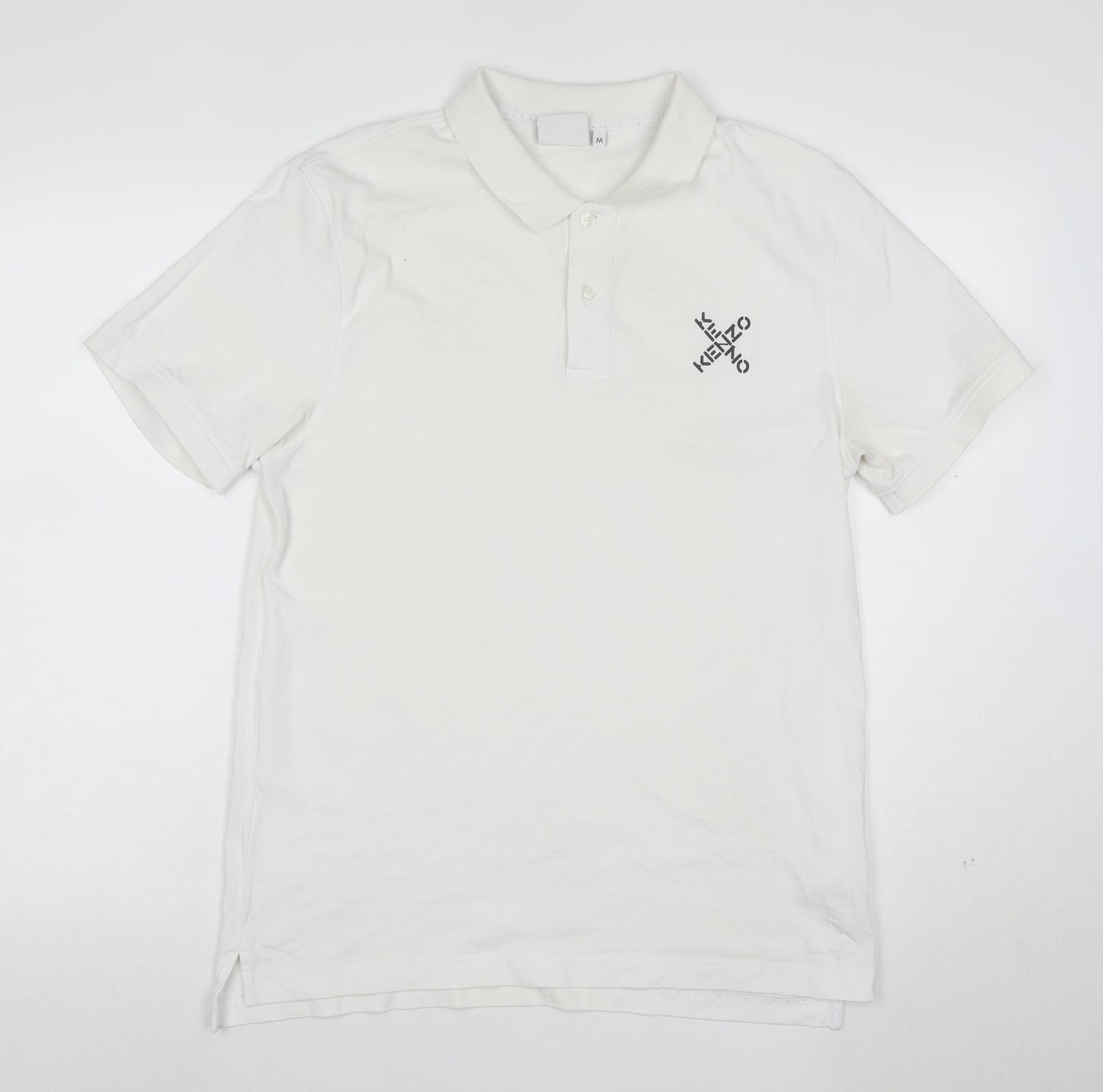 Kenzo Men's White Cotton Logo Polo Shirt Size M