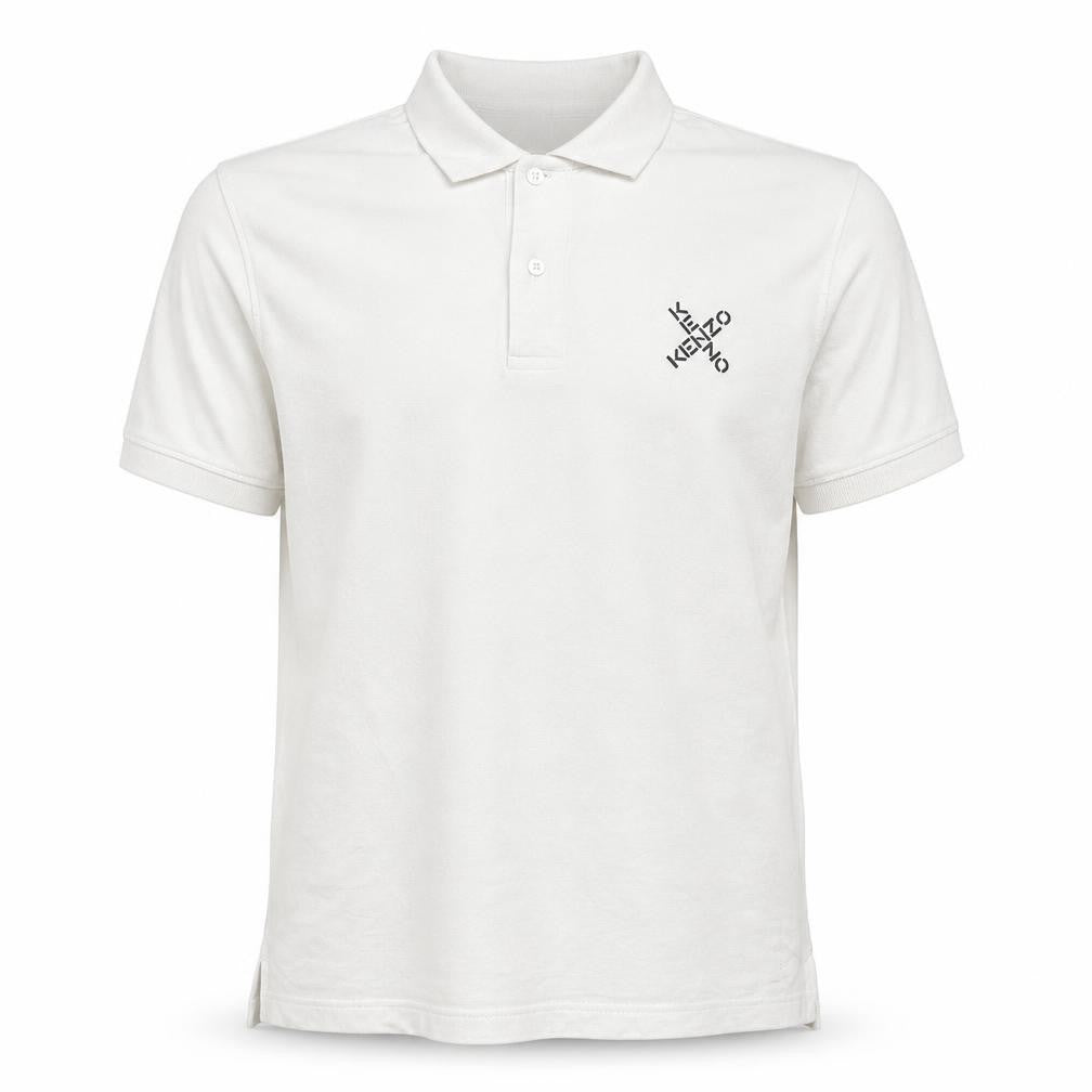 Kenzo Men's White Cotton Logo Polo Shirt Size M