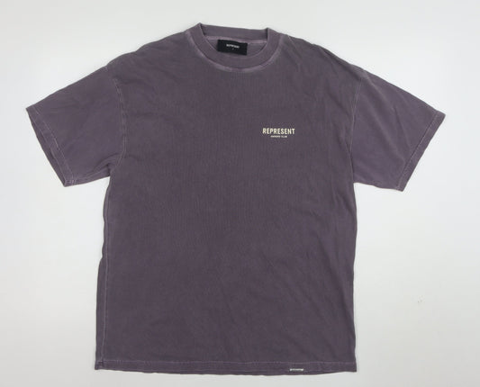 Represent Men's Purple Graphic Cotton T-Shirt Size S