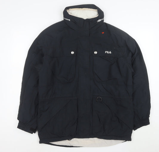 FILA Men’s Black L Ski Team Parka Jacket Waterproof Hooded Lined