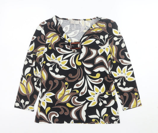 CC Women’s Multicoloured Floral 3/4 Sleeve V-Neck Tunic Blouse Size S