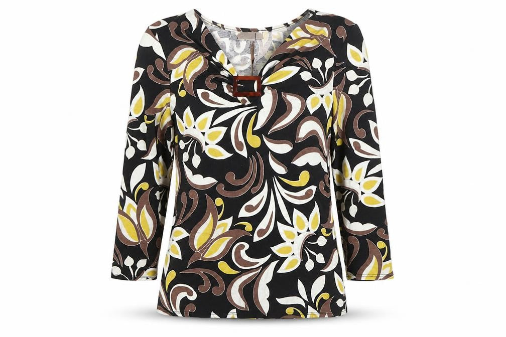 Country Casuals Women’s Multicoloured Floral 3/4 Sleeve V-Neck Tunic Blouse Size S