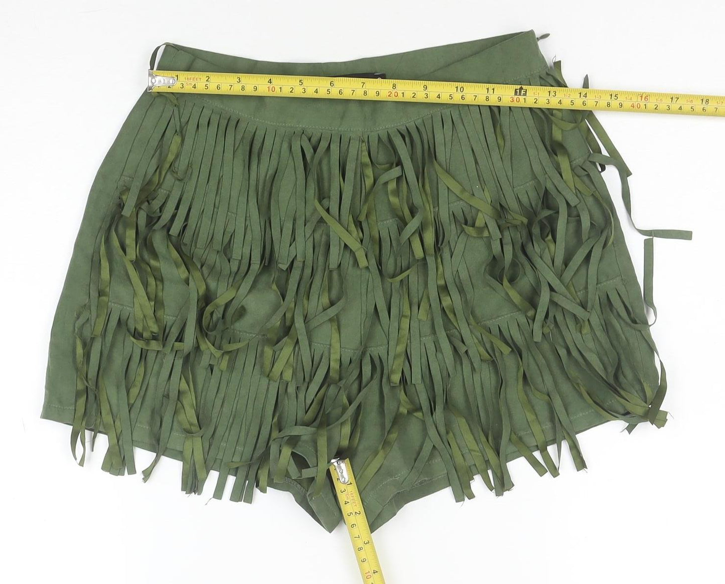 Boohoo Women Green Cropped Fringe Strapless Top Size 8