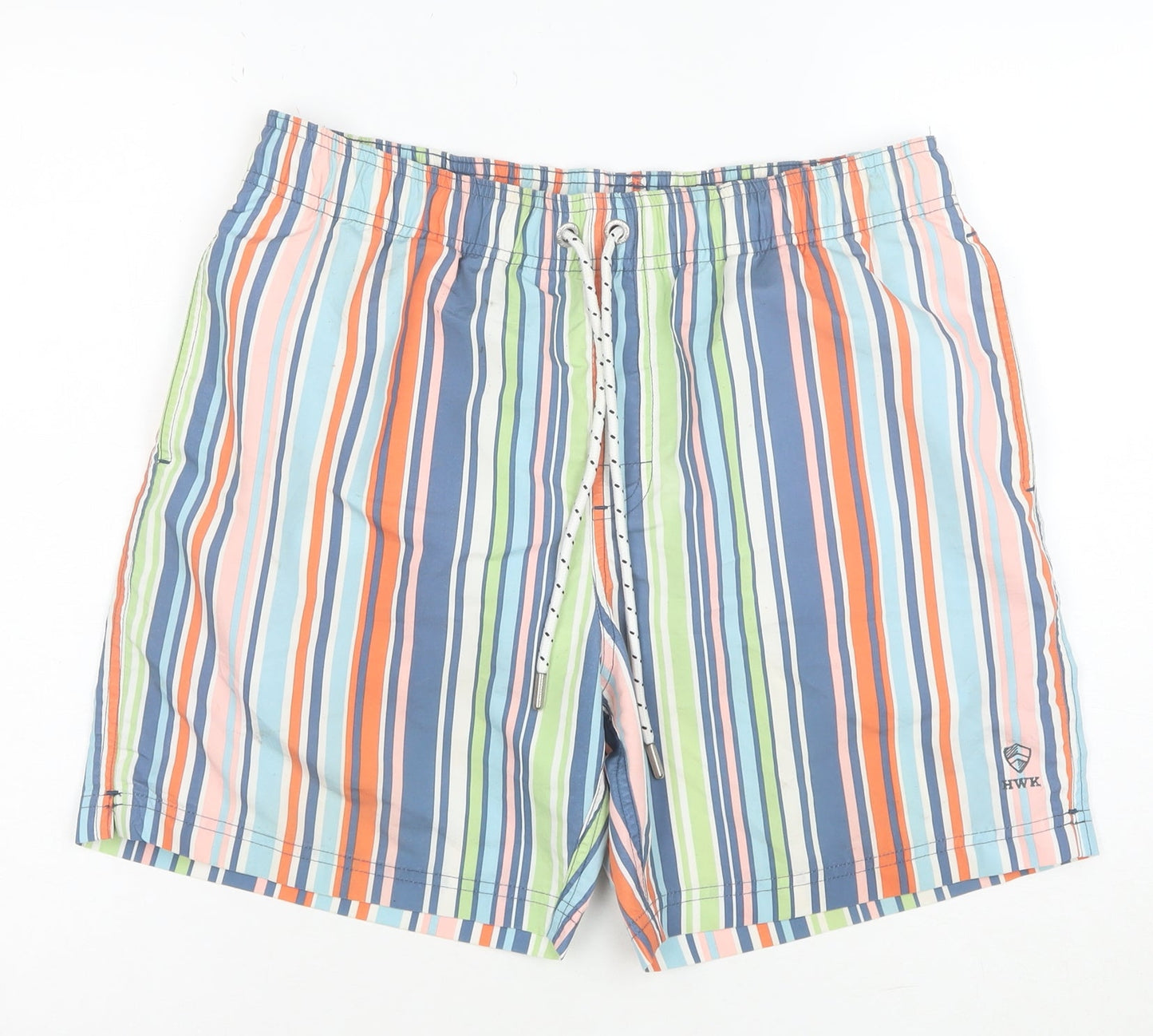 Howick Men's Multicoloured Striped Swim Shorts M Quick Dry Polyester