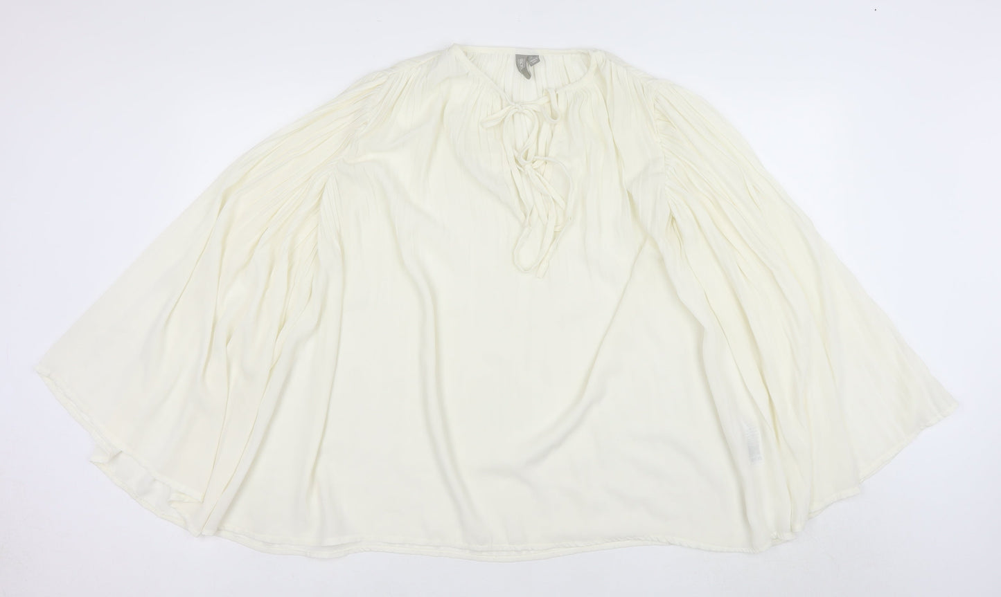 ASOS Women’s Ivory Chiffon Long Sleeve Boho Peasant Blouse Size 4